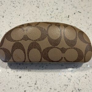 Coach Tan and Brown Signature Glasses Case